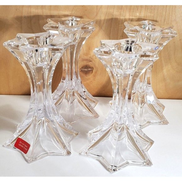 4 DePlomb Crystal Fire Star Six-point Candle Holders USA celestial taper candle - Picture 7 of 10